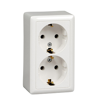 ХИТ О/У РОЗЕТКА двойная с заземлением без шт. ИЗОЛ.ПЛ. 16А, 250В, БЕЛЫЙ. Россия