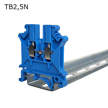 Клемма винтовая проходная 2 контакта 2,5 мм2, синяя