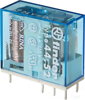 Миниатюрное универсальное электромеханическое реле;  2СO 6A;  катушка 24В DC;