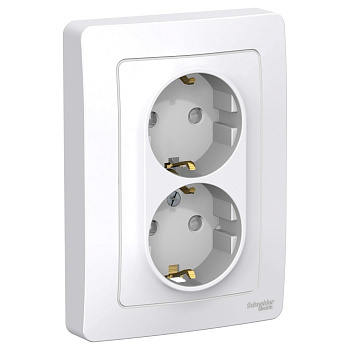 BLANCA С/У РОЗЕТКА двойная с заземлением со шторками, 16А, 250В, БЕЛЫЙ