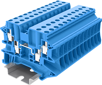 Клемма на DIN-рейку винт. 4 мм2 4 конт. проходная синяя