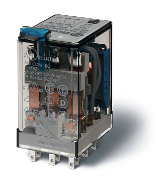 Миниатюрное универсальное электромеханическое реле; 3CO 10A; контакты AgNi; катушка 24В АC; степень защиты RTI; опции: кнопка тест