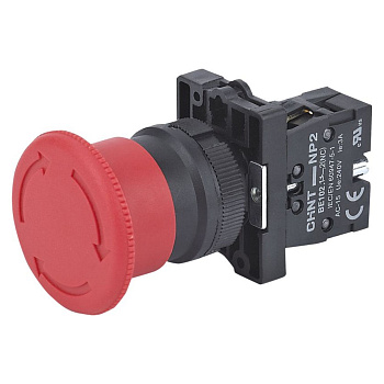 Кнопка управления "Грибок" Φ30мм（2）с фиксации NP2-ES442 без подсветки красная 1НЗ IP40 (CHINT)
