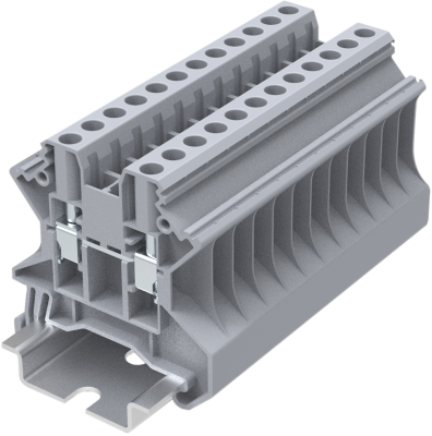 Клемма на DIN-рейку винт. 4 мм2 2 конт. проходная серая