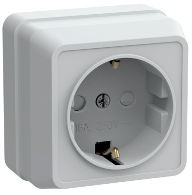 РСш20-3-ОБ Розетка 1местн. с з/к с защ.штор. 16А откр.уст. ОКТАВА (белый)