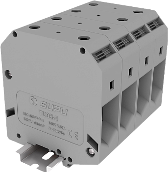 Клемма на DIN-рейку винт. 95 мм2 2 конт. проходн. серая