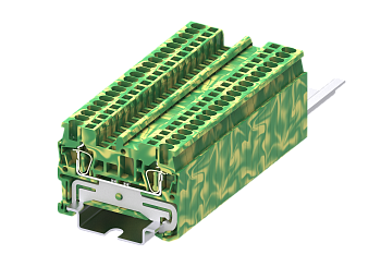 Клемма на DIN-рейку пружин. 1.5 мм2 2 конт. заземляющ.