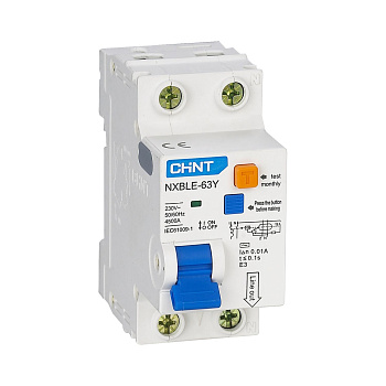 Диф. авт. выкл. NXBLE-63Y 1P+N 16А 30mA электронный тип AС, х-ка С, 4.5kA (R)(CHINT)