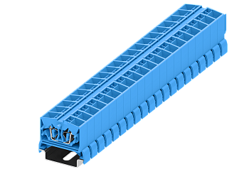 Клемма миниатюрная, CAGE CLAMP на большую DIN рейку (35), под штекер, 4-проводная, 2.5мм²,  син.