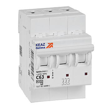 Выключатель автоматический модульный OptiDin BM63-3C63-4,5-УХЛ3