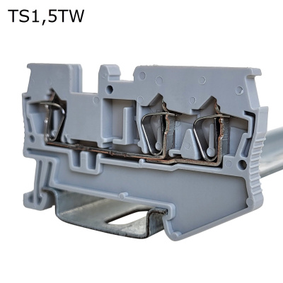 Клемма пружинная проходная 3 контакта 1,5 мм2, серая