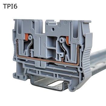 Клемма push-in проходная 2 контакта 6 мм2, серая