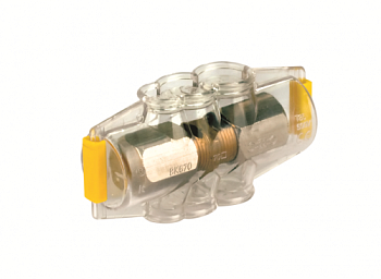 Колодка ответвительная изолированная, прозрачная, 1 полюсная, на токи до 192А, для жил сечением 25/70