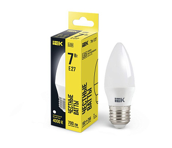 Лампа LED C35 свеча 7Вт 230В 4000К E27 IEK